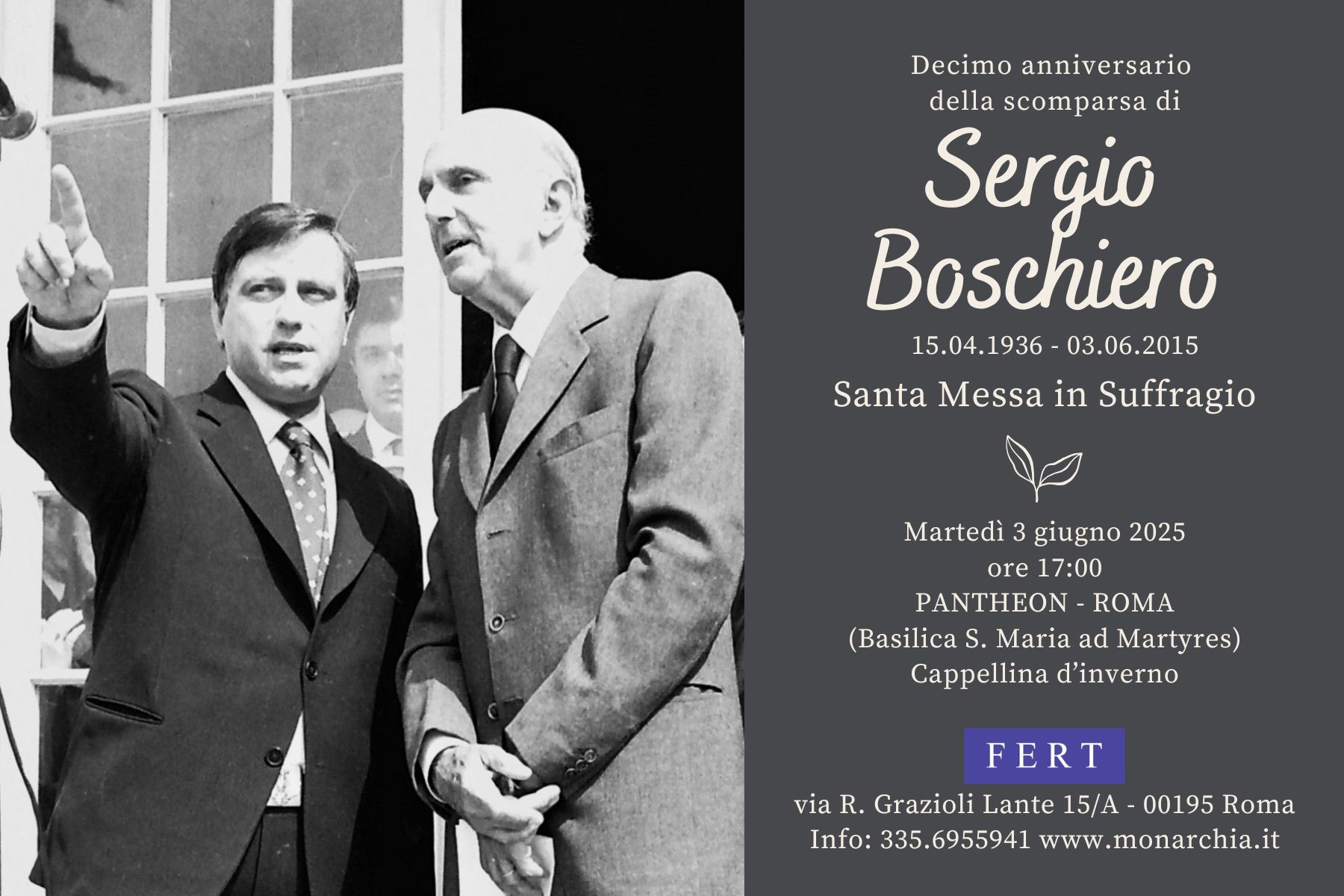 10 anniversario scomparsa Sergio
                      Boschiero